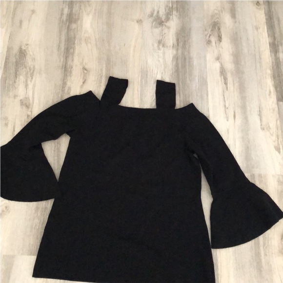 INC BEAUTIFUL BLACK EMBROIDERY TOP COLD SHOULDER BELL SLEEVES - Picture 3 of 6